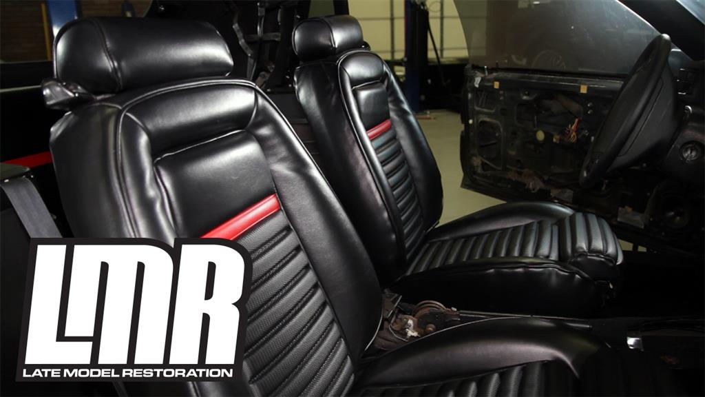 1987-89 Mustang TMI Mach 1 Sport Seat Upholstery - Vinyl  - Black/Red Hatchback